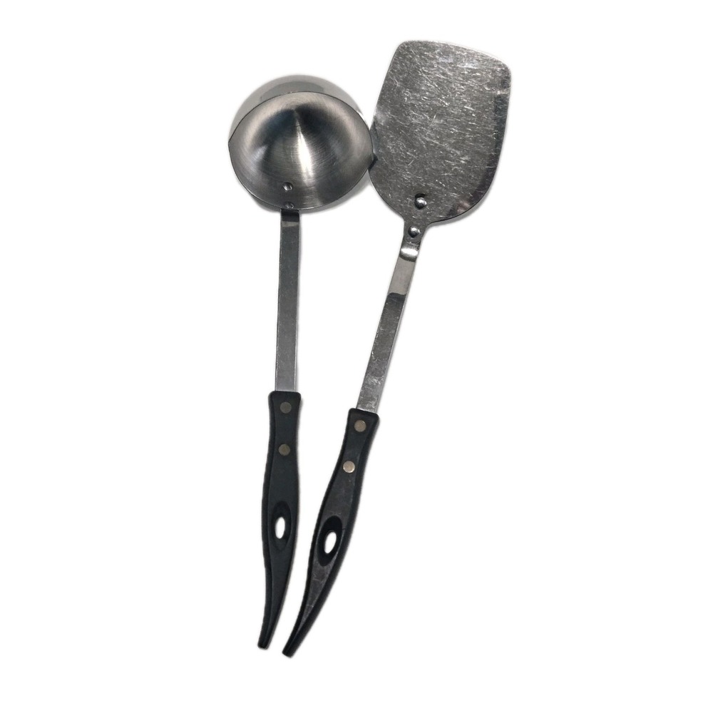 Vintage Stanley‎ Stainless Spatula Spoon Ladle Black Handle Kitchen Utensil Set